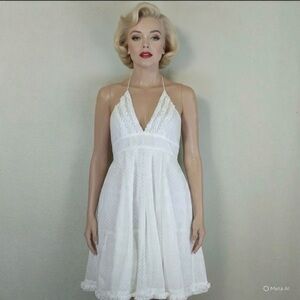 J. Crew Classic White Dotted Ruffle Halter Coquette Fairy Dress size 10